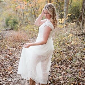 Lulus White Lace Midi Romper Dress